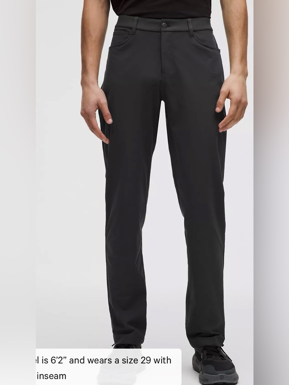 lululemon Men’s ABC Slim Fit Black Knit Stretch 5-Pocket Pants, Waist 33
